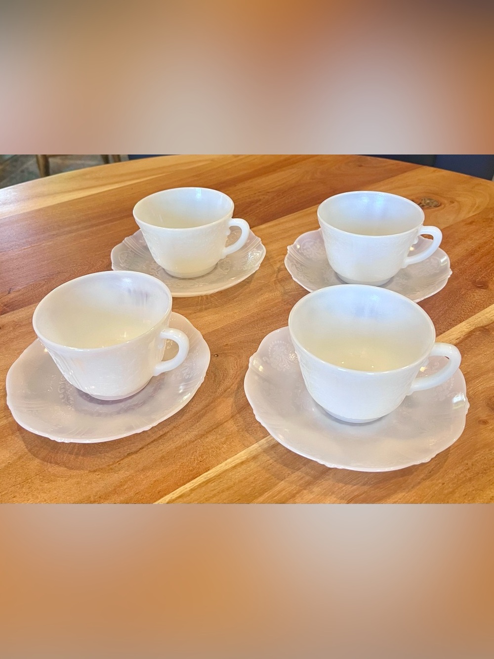 Macbeth-Evans American Sweetheart “Monax” Tea Cup & Saucer Set of 4